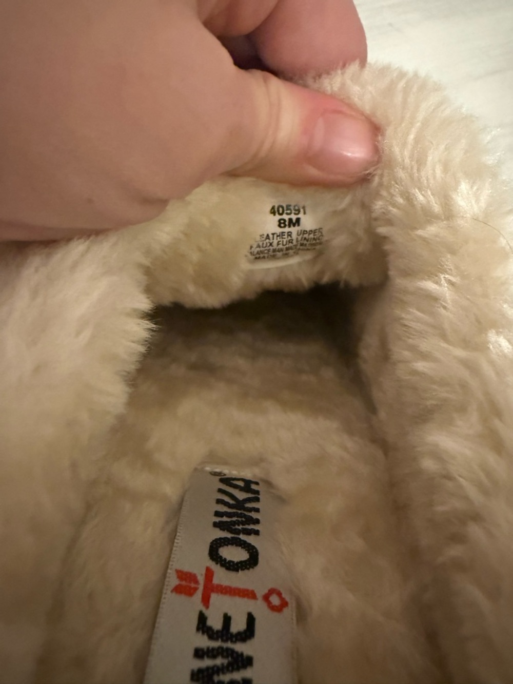 MINNETONKA Tan Suede Faux Fur Lined Slip-On Shoes - Picture 4 of 4